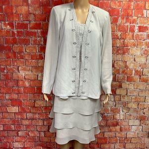R&M Richards Plus Size Embroidered Beaded Chiffon Jacket Dress